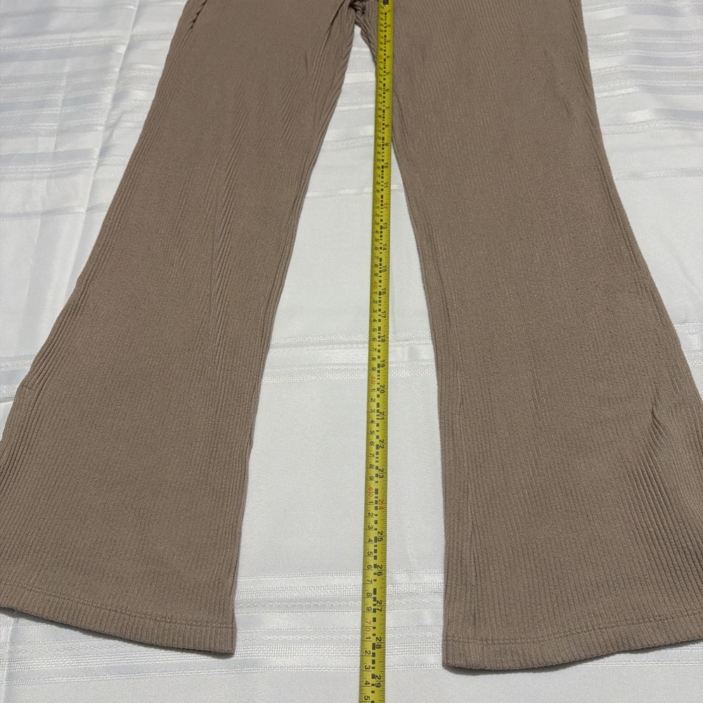No Boundaries Ribbed Flare Pants Tan High Rise Wide Leg Rib Knit Size L 11-13
